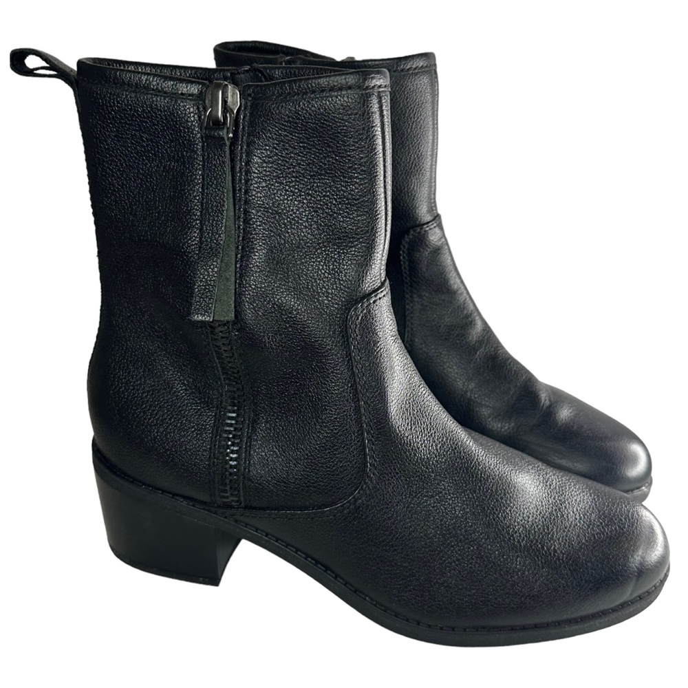 Clarks Women's Nevella Devon Black Leather Side Zip Ankle Boots Size 10 - Picture 6 of 10